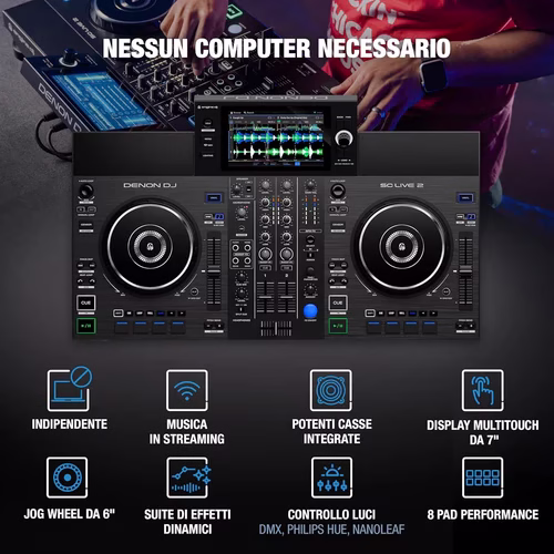 DENON DJ SC Live 2 - USATO - COMPLETA DI BORSA + COVER TRASPARENTE