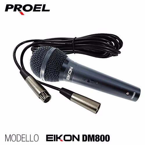 Proel EIKON DM800 Microfono Dinamico x Voce Canto Karaoke + Cavo Cannon XLR 5mt