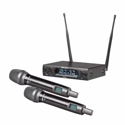 EIKON WM900DM DUAL UHF C:614-670MHz 2 Mic Pro Wirel. Palmare x canto e present.