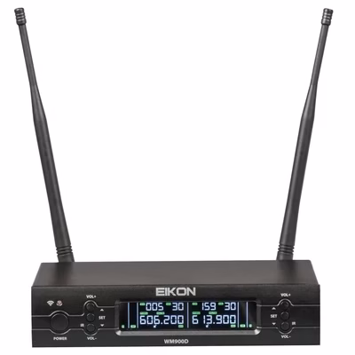 EIKON WM900DM DUAL UHF C:614-670MHz 2 Mic Pro Wirel. Palmare x canto e present.